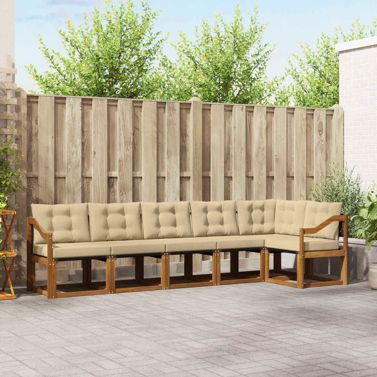 Set vanjskih sofa 6 kom. Prirodna i bež
