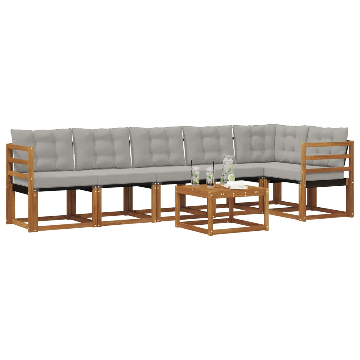 Set vanjskih sofa 7 kom. Prirodna i svijetlo siva