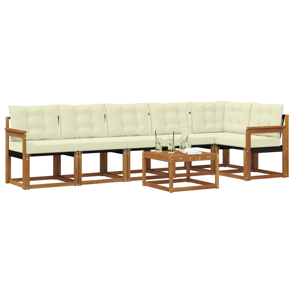 Set vanjskih sofa 7 kom. Prirodna i krem