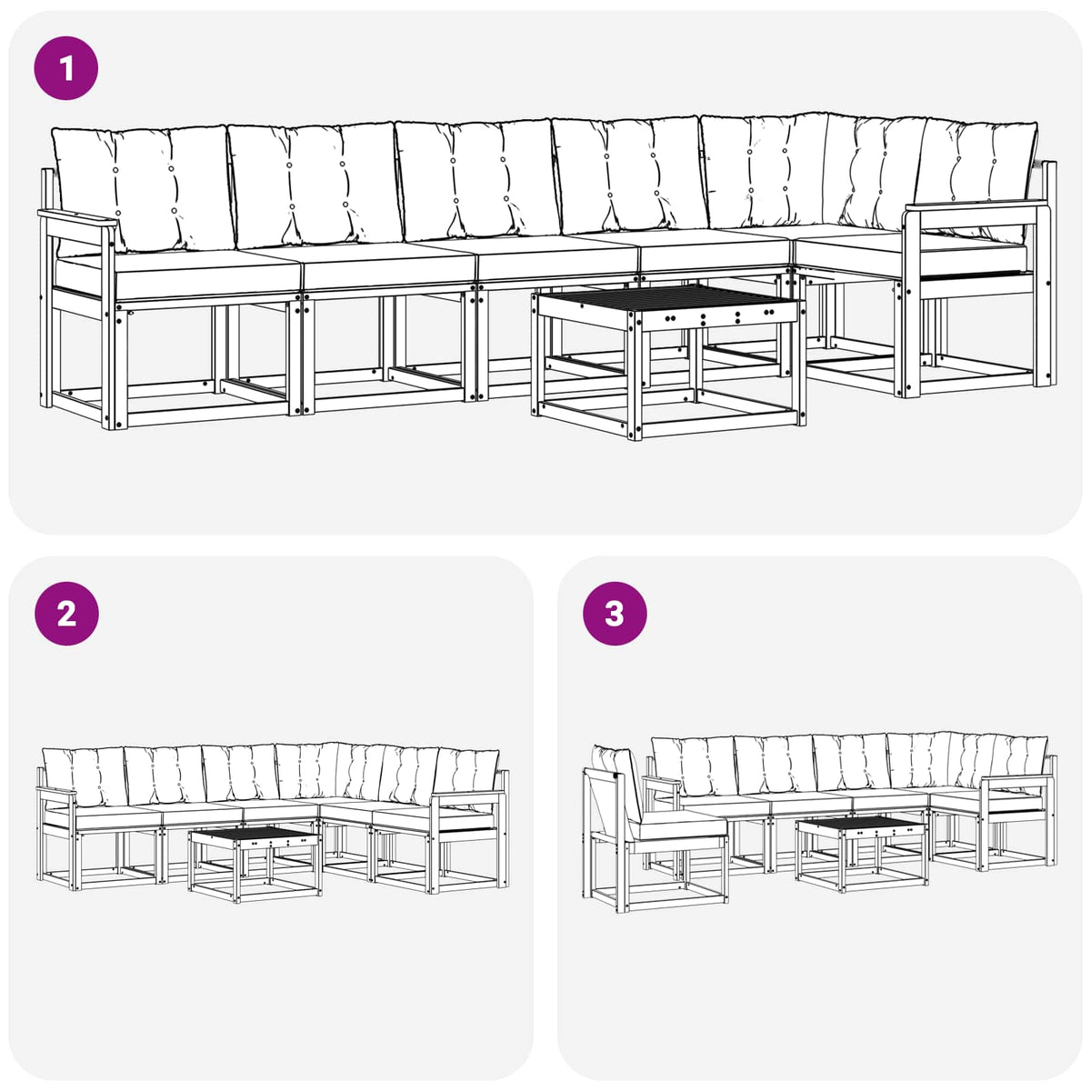 Set vanjskih sofa 7 kom. Prirodna i krem