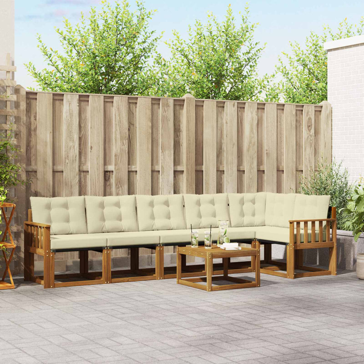 Set vanjskih sofa 7 kom. Prirodna i krem