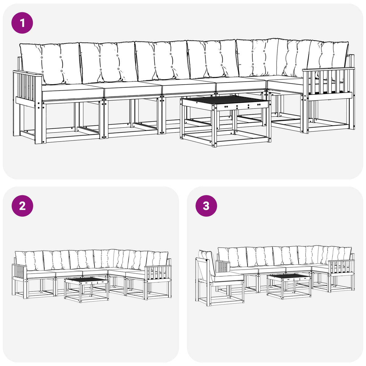 Set vanjskih sofa 7 kom. Prirodna i krem