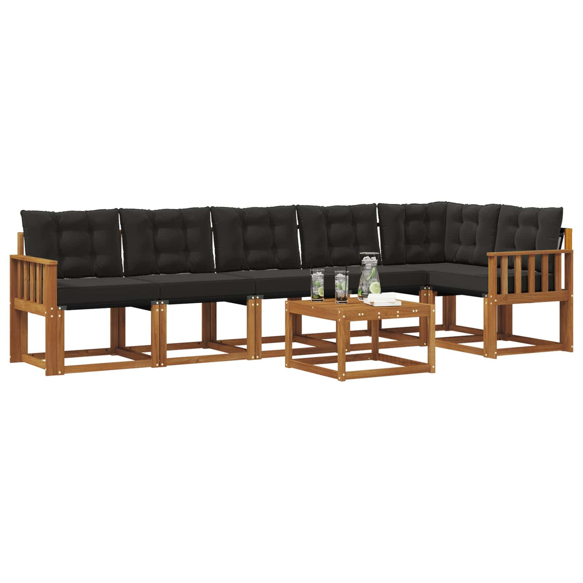 Set vanjskih sofa 7 kom. Prirodna i crna
