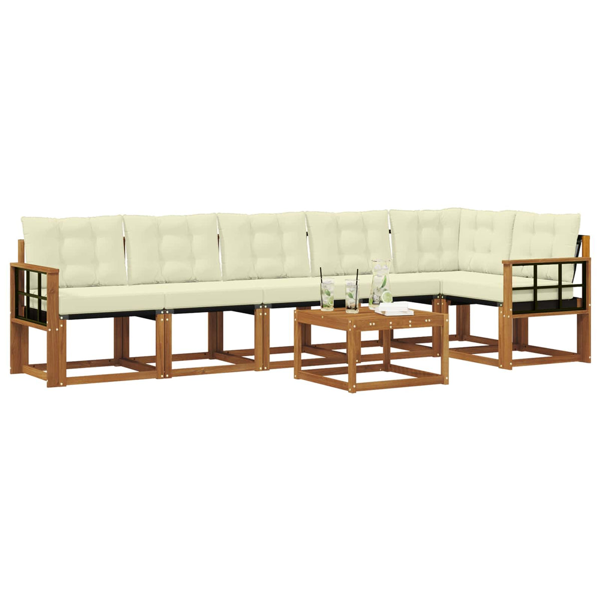 Set vanjskih sofa 7 kom. Prirodna i krem
