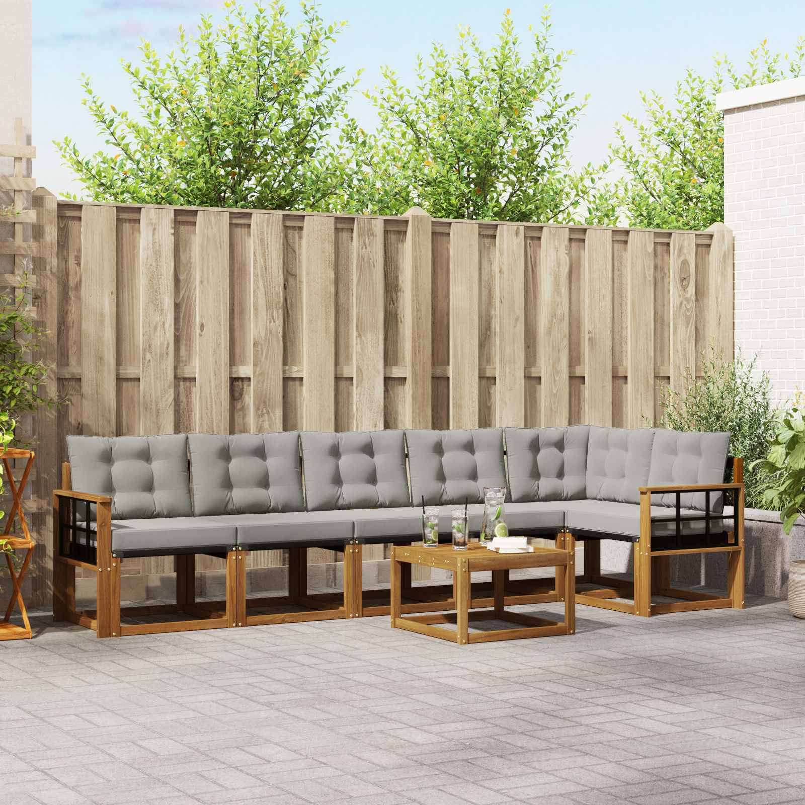 Set vanjskih sofa 7 kom. Prirodna i svijetlo siva