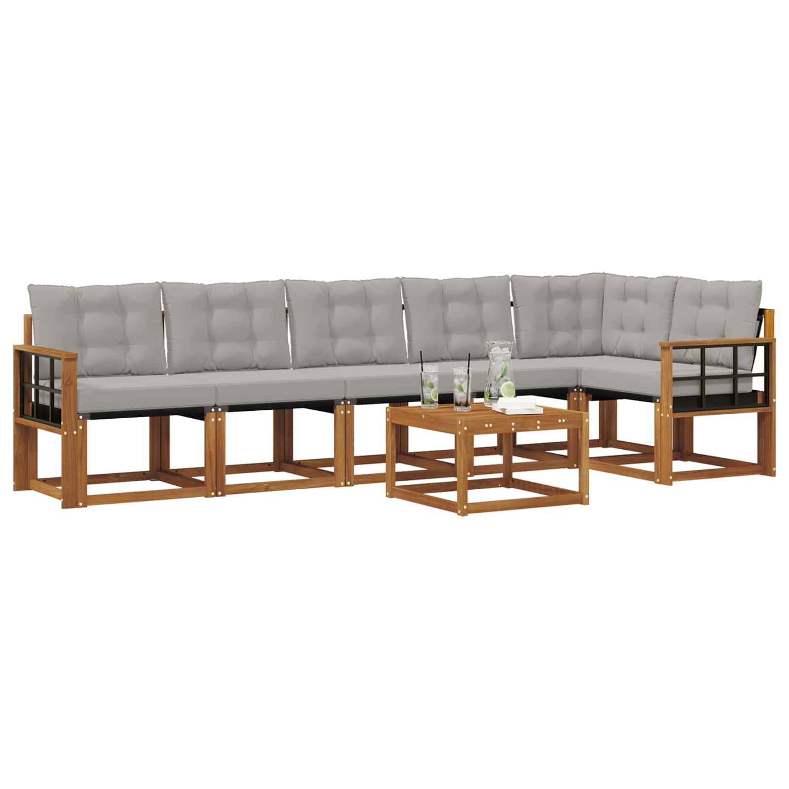Set vanjskih sofa 7 kom. Prirodna i svijetlo siva