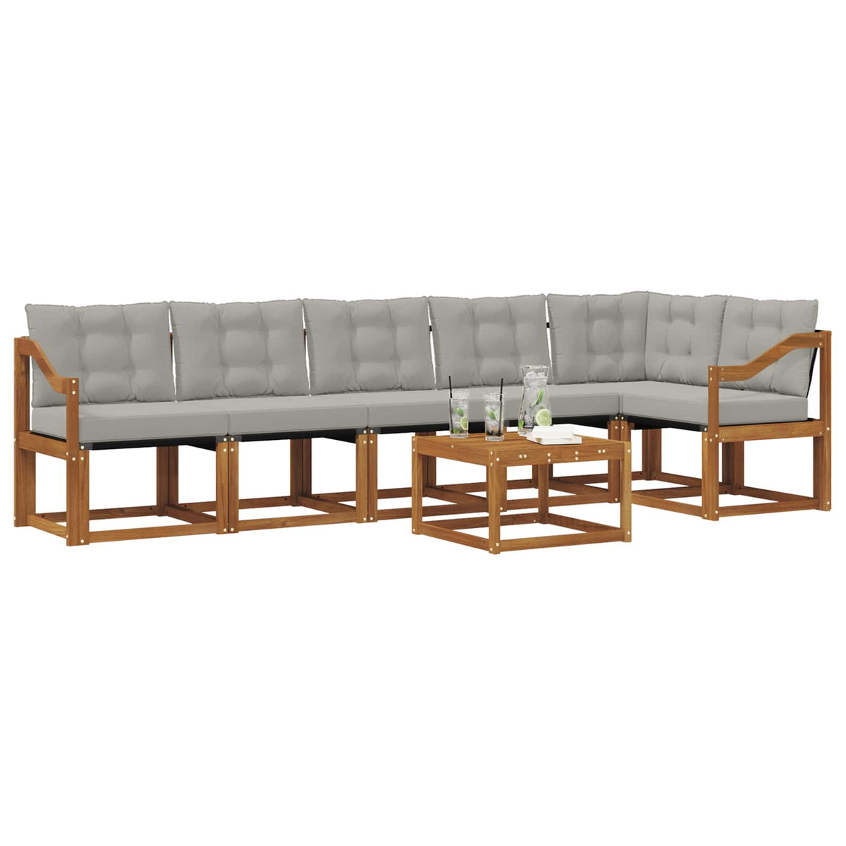 Set vanjskih sofa 7 kom. Prirodna i svijetlo siva