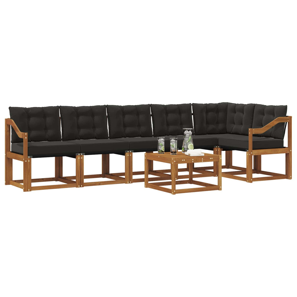Set vanjskih sofa 7 kom. Prirodna i crna