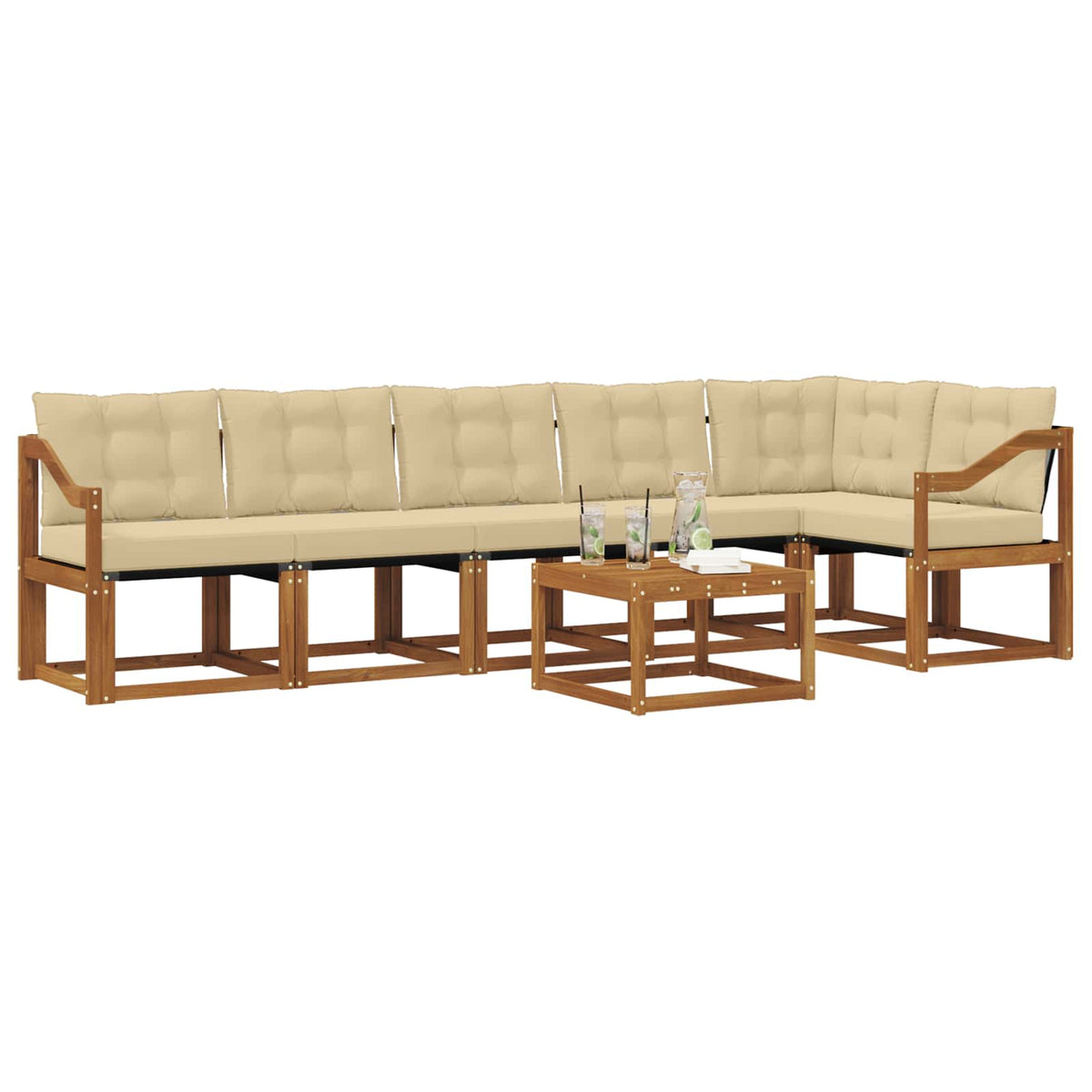 Set vanjskih sofa 7 kom. Prirodna i bež