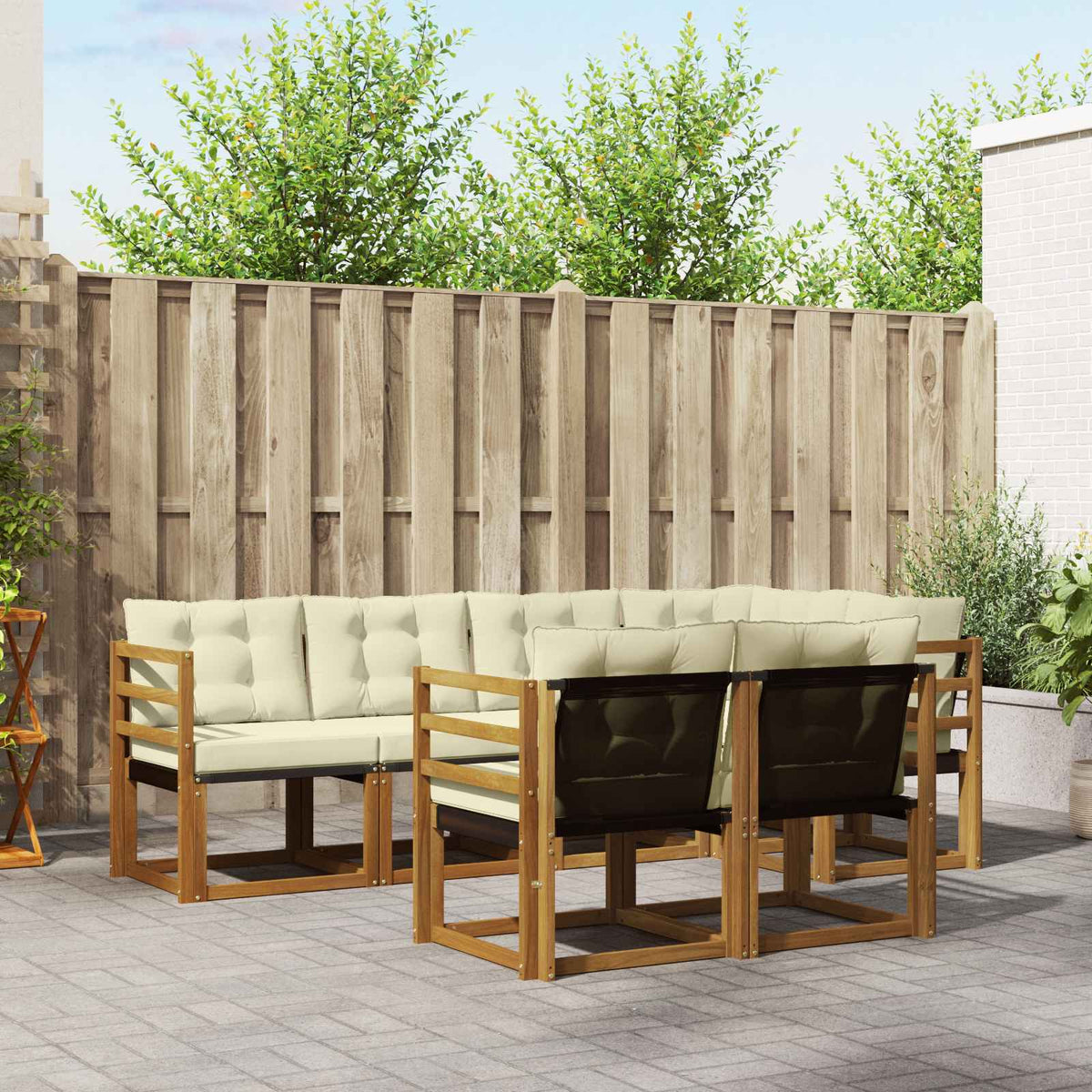 Set vanjskih sofa 7 kom. Prirodna i krem