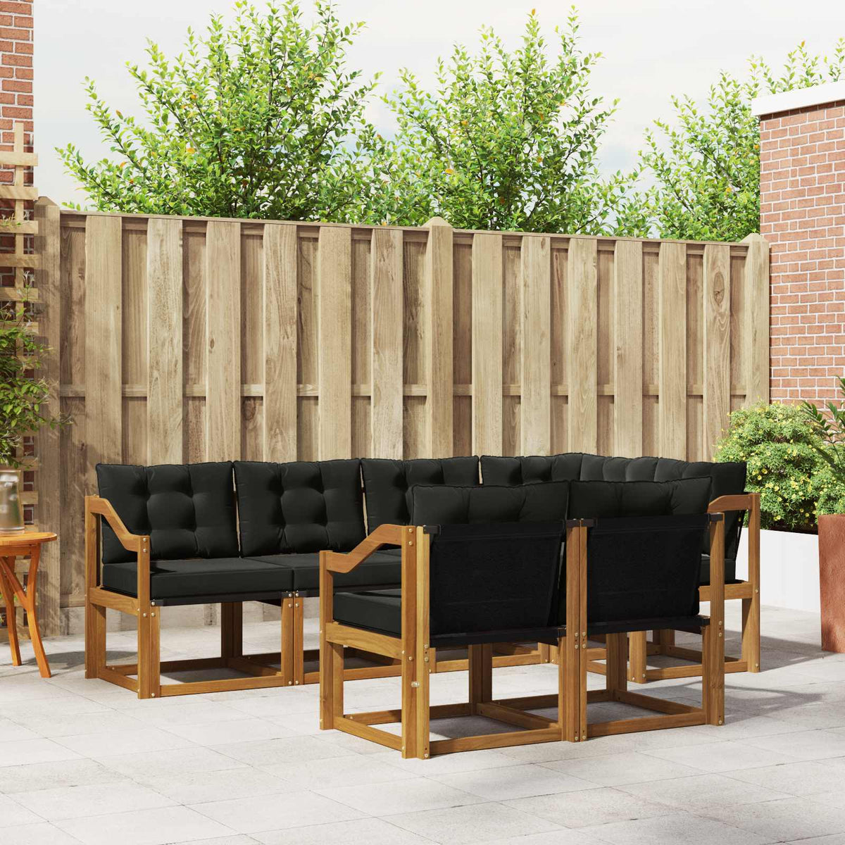Set vanjskih sofa s jastukom 7 pcs Prirodna i crna