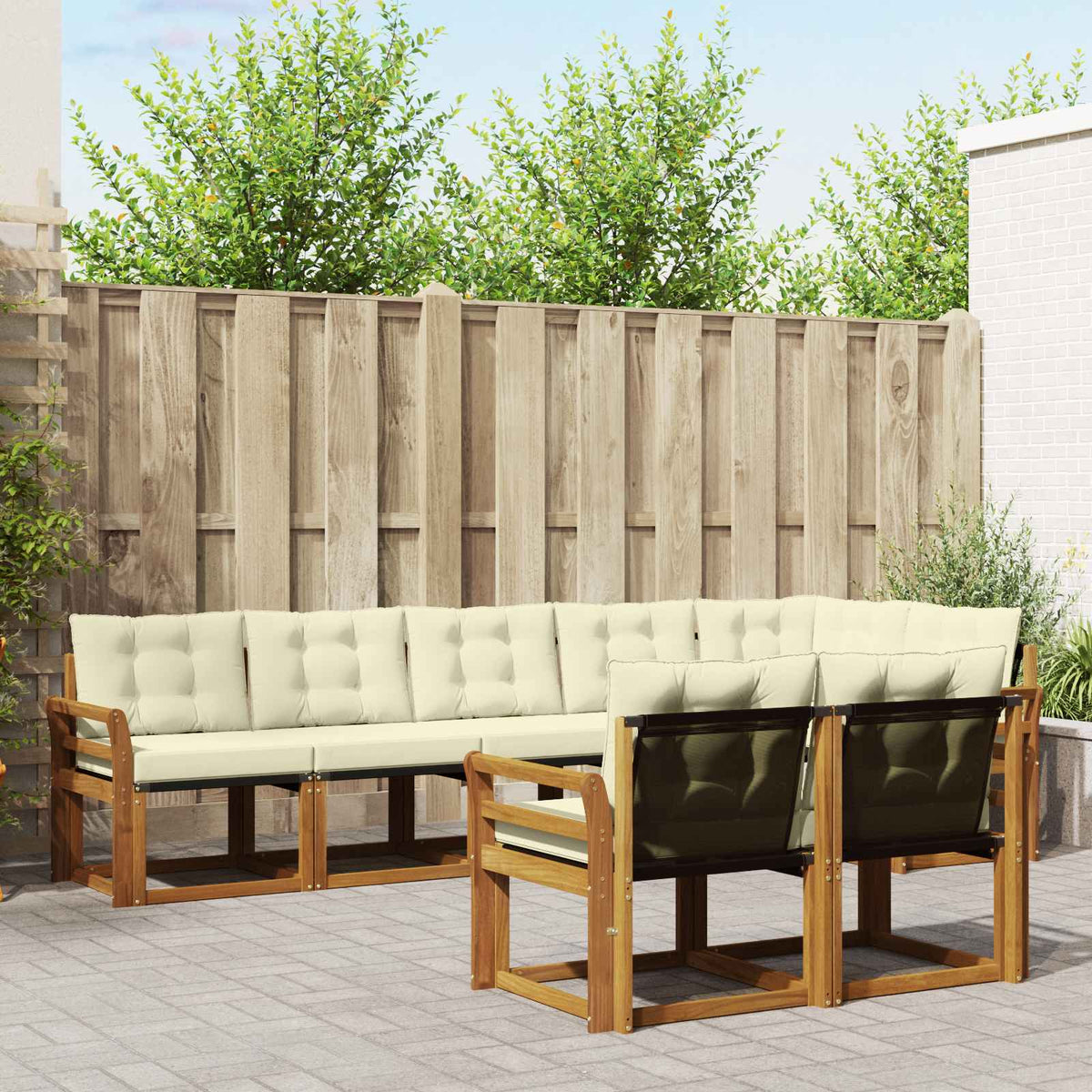 Set vanjskih sofa s jastukom 8 pcs Prirodna i krem