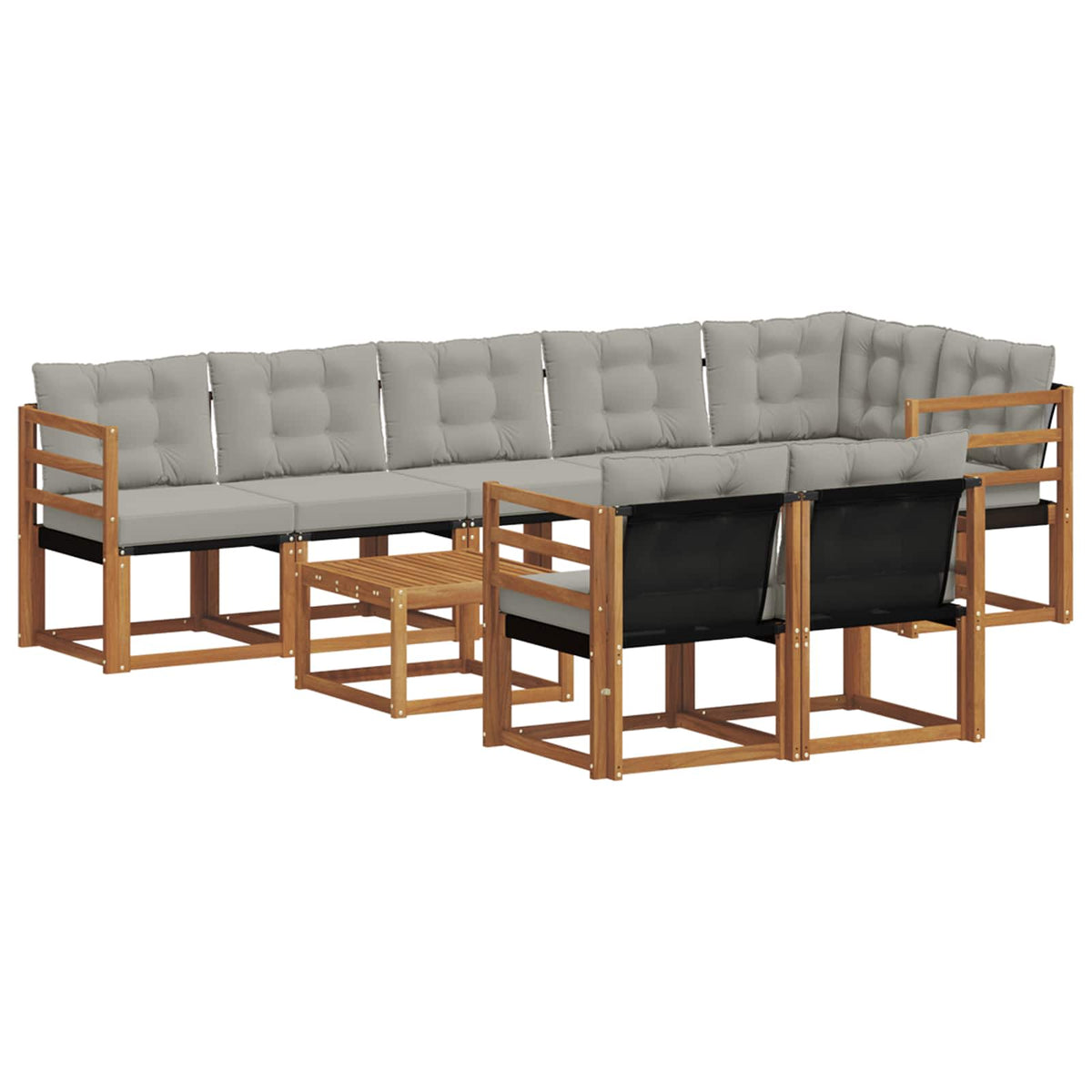 Set vanjskih sofa 9 kom. Prirodna i svijetlo siva