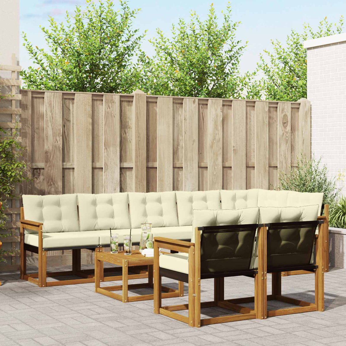 Set vanjskih sofa 9 kom. Prirodna i krem