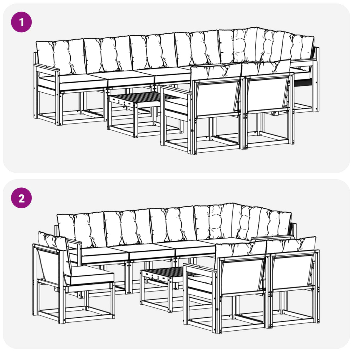 Set vanjskih sofa 9 kom. Prirodna i krem