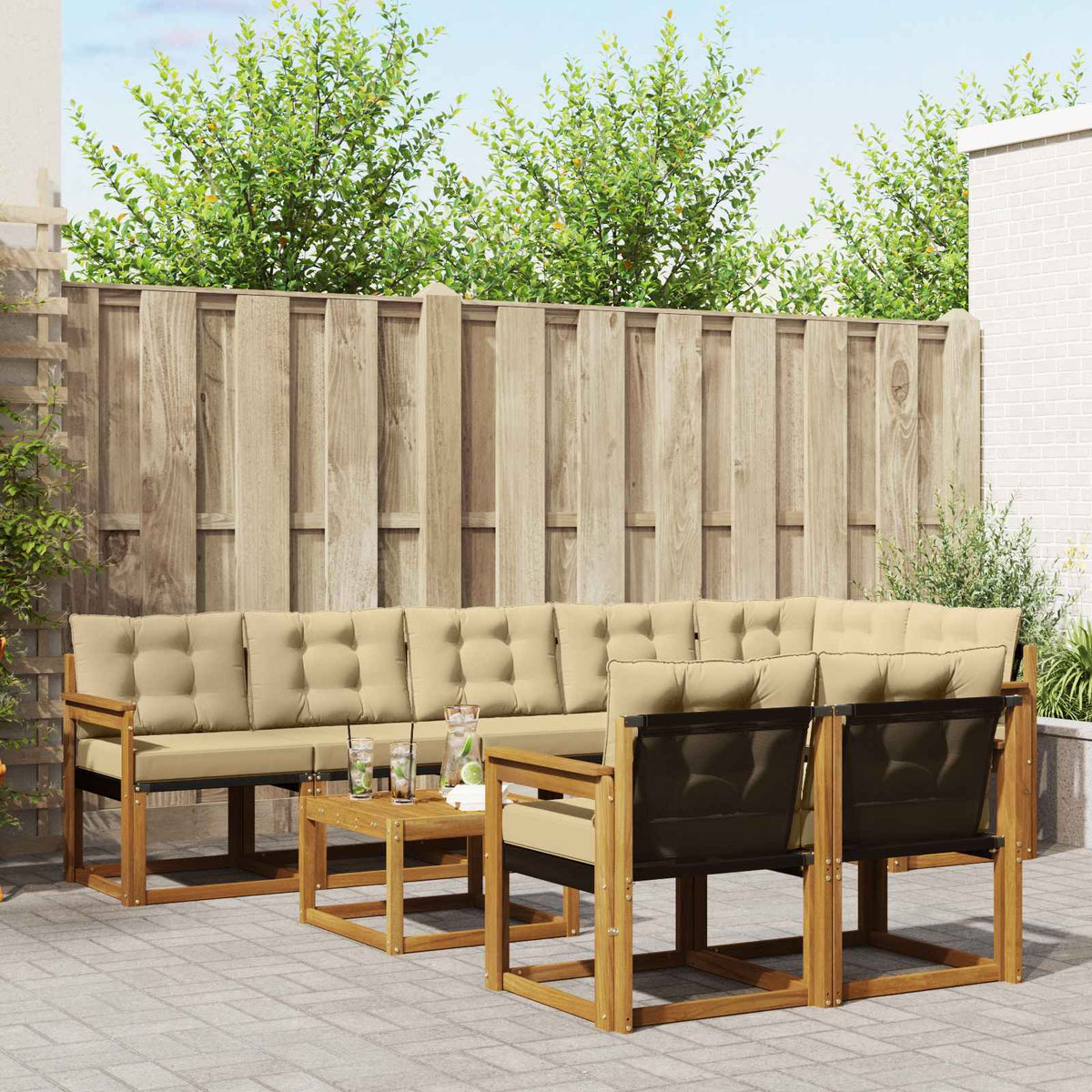 Set vanjskih sofa 9 kom. Prirodna i bež