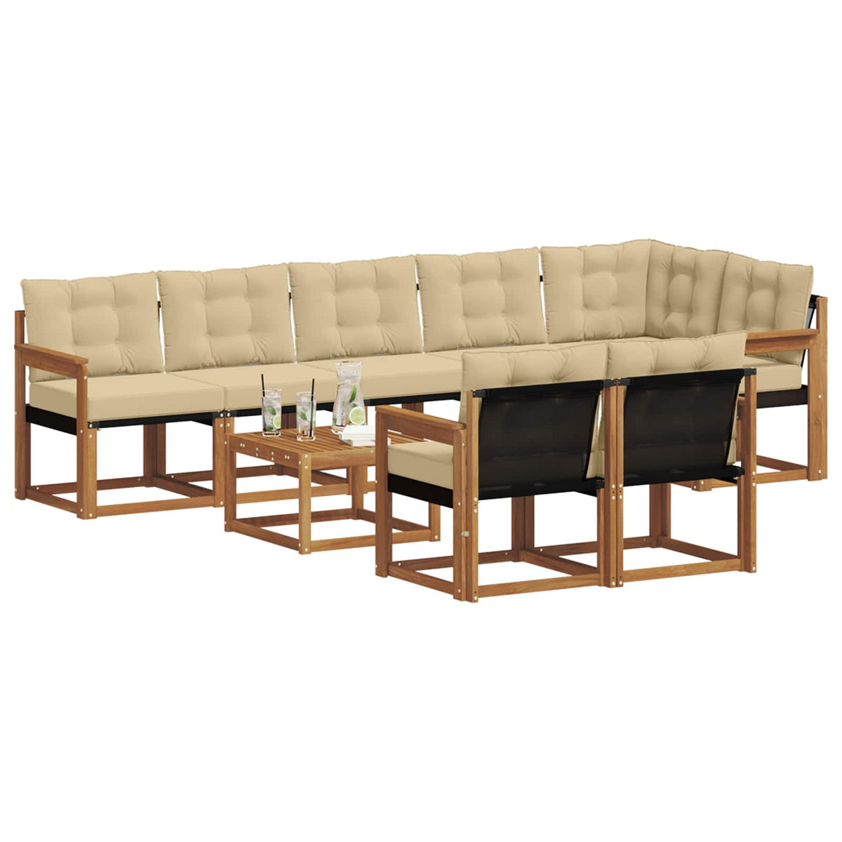 Set vanjskih sofa 9 kom. Prirodna i bež