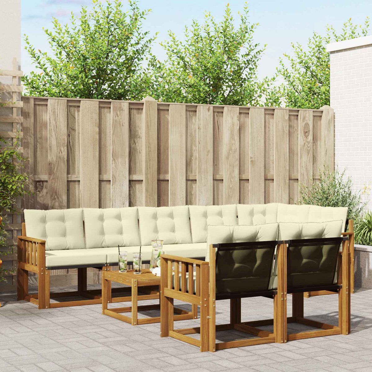 Set vanjskih sofa 9 kom. Prirodna i krem