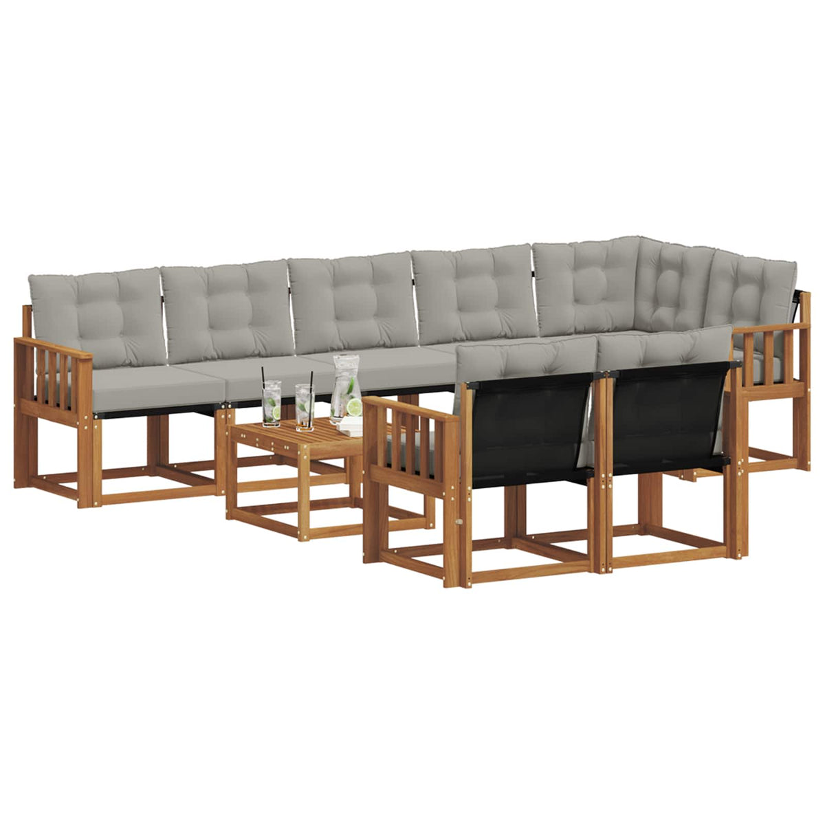 Set vanjskih sofa 9 kom. Prirodna i svijetlo siva
