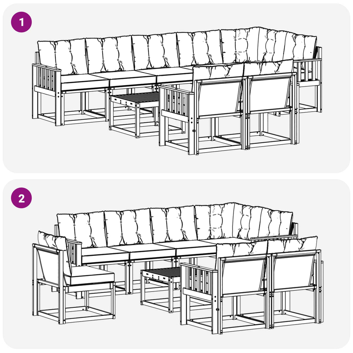 Set vanjskih sofa 9 kom. Prirodna i svijetlo siva