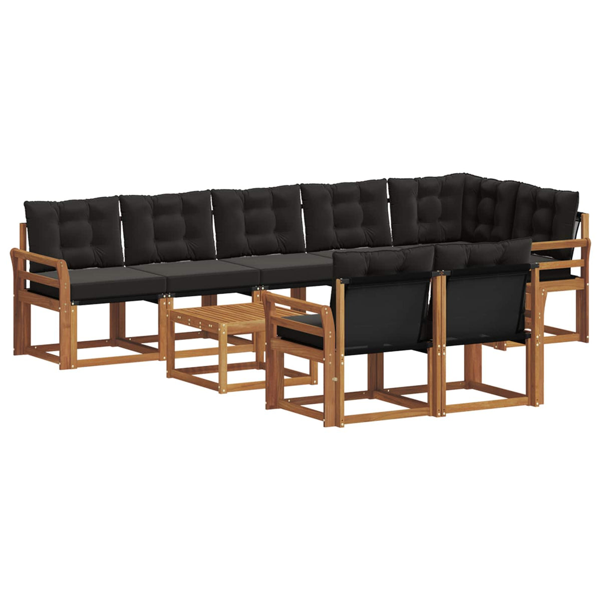 Set vanjskih sofa 9 kom. Prirodna i crna