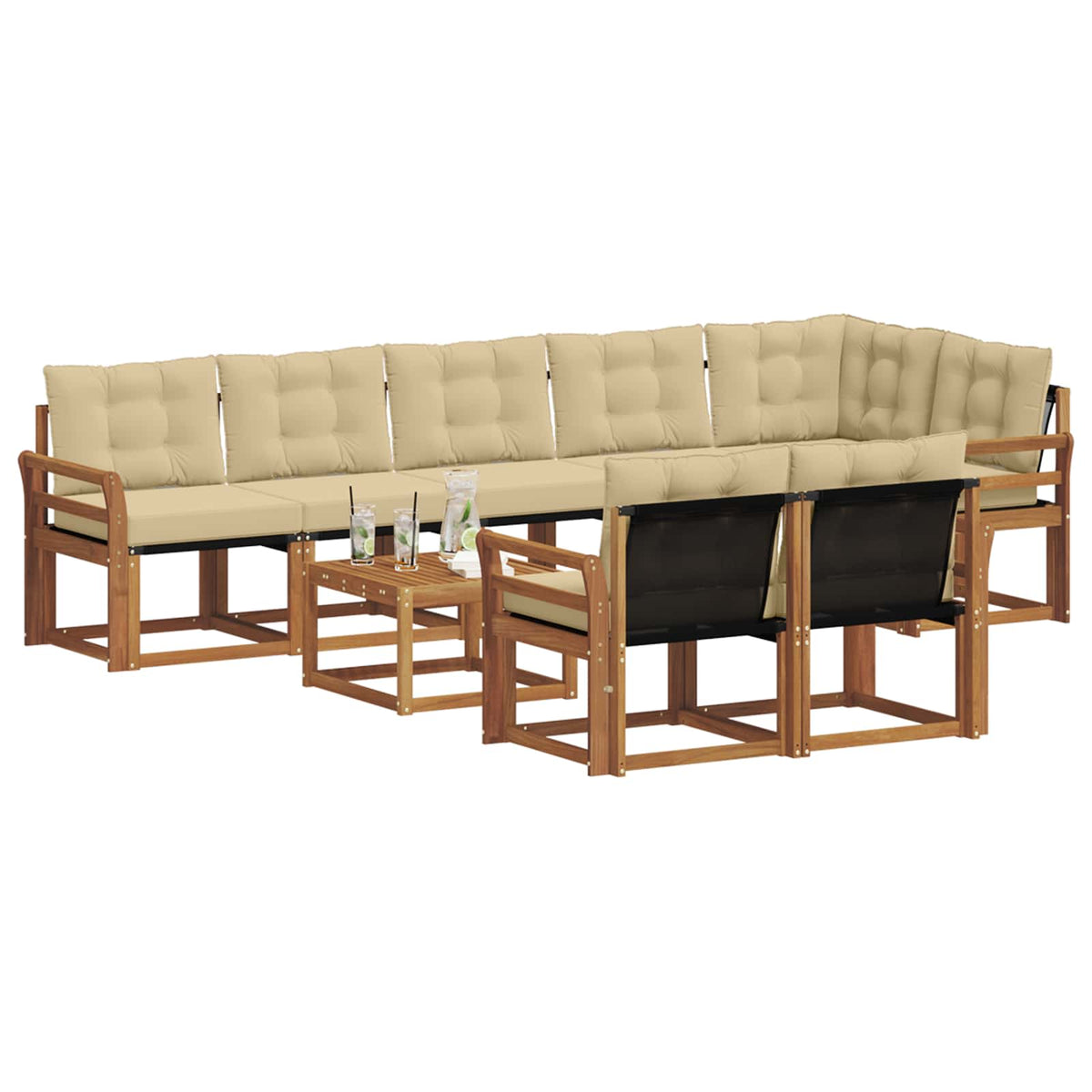 Set vanjskih sofa 9 kom. Prirodna i bež