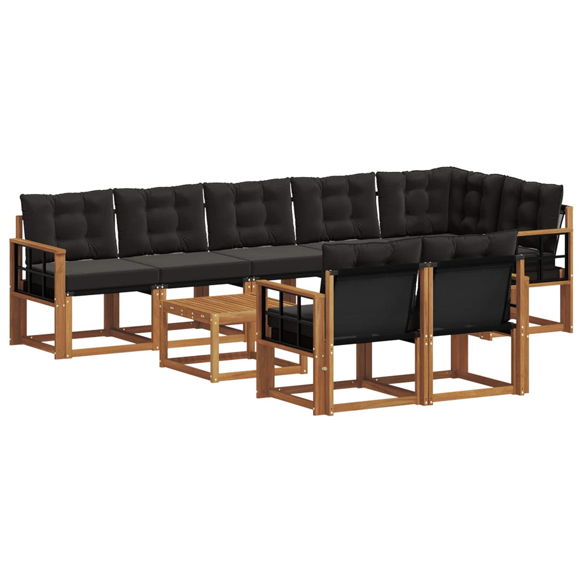Set vanjskih sofa 9 kom. Prirodna i crna