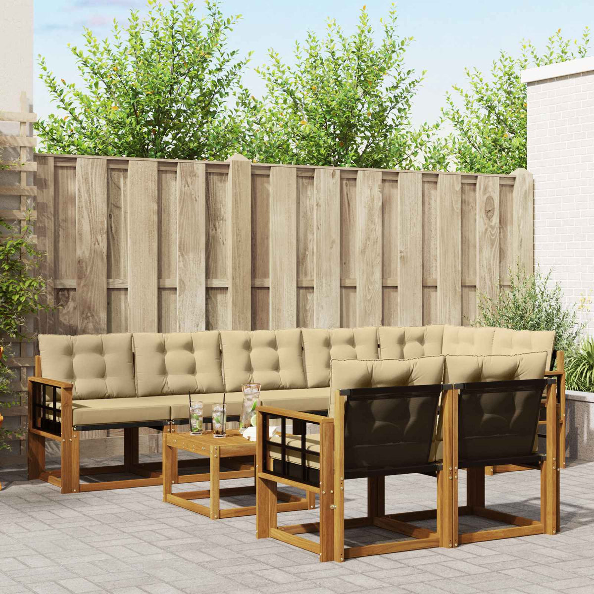 Set vanjskih sofa 9 kom. Prirodna i bež