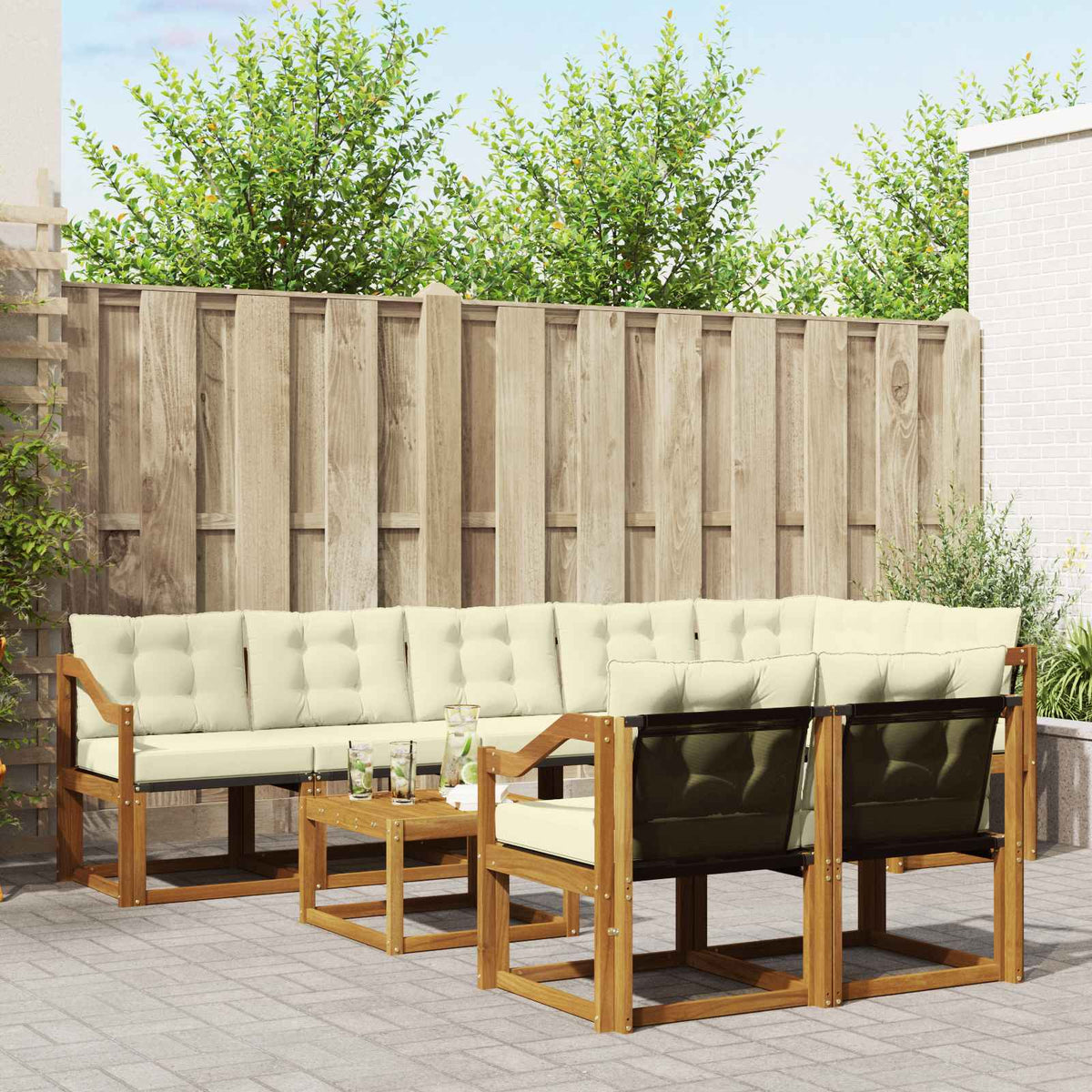 Set vanjskih sofa 9 kom. Prirodna i krem