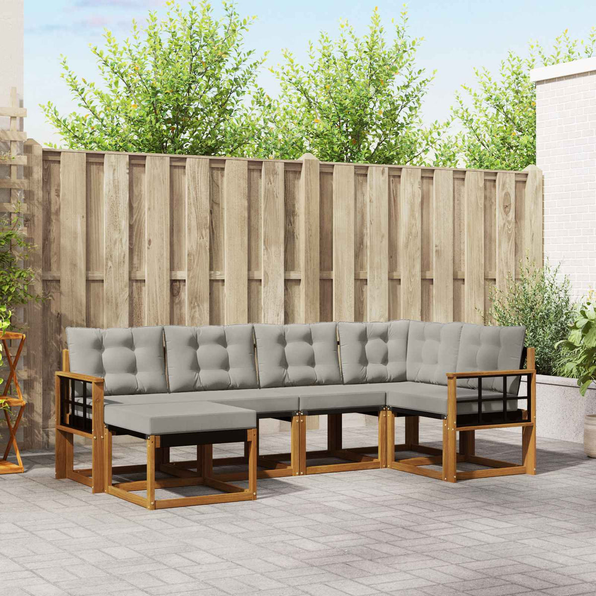 Set vanjskih sofa 6 kom. Prirodna i svijetlo siva