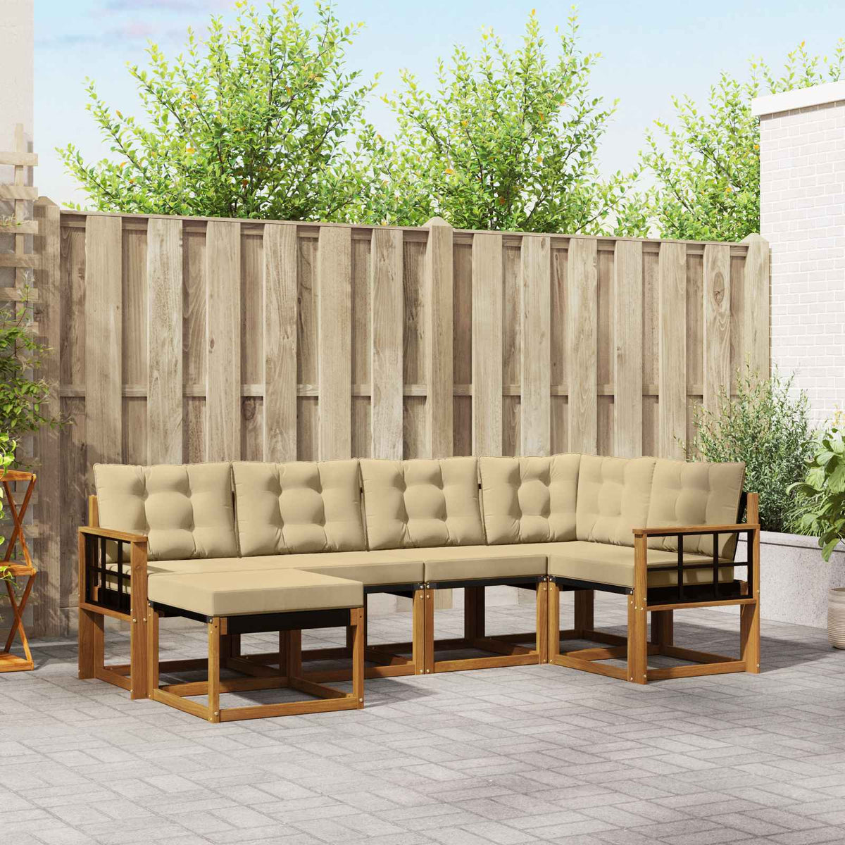 Set vanjskih sofa 6 kom. Prirodna i bež
