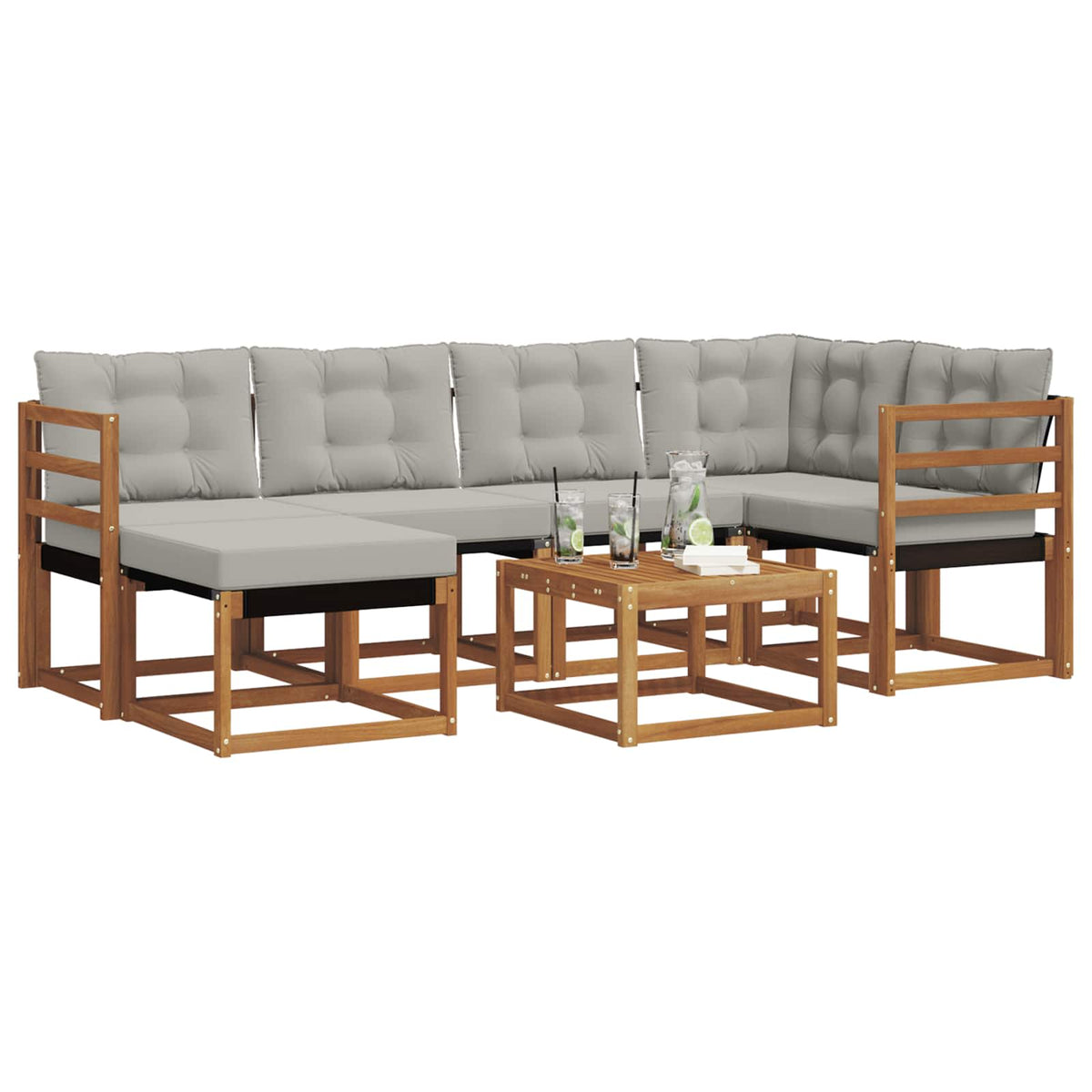 Set vanjskih sofa 7 kom. Prirodna i svijetlo siva