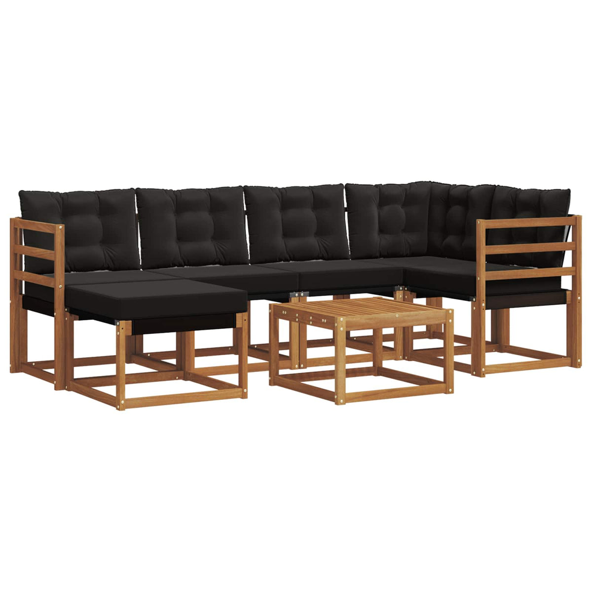 Set vanjskih sofa 7 kom. Prirodna i crna