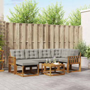 Set vanjskih sofa 7 kom. Prirodna i svijetlo siva