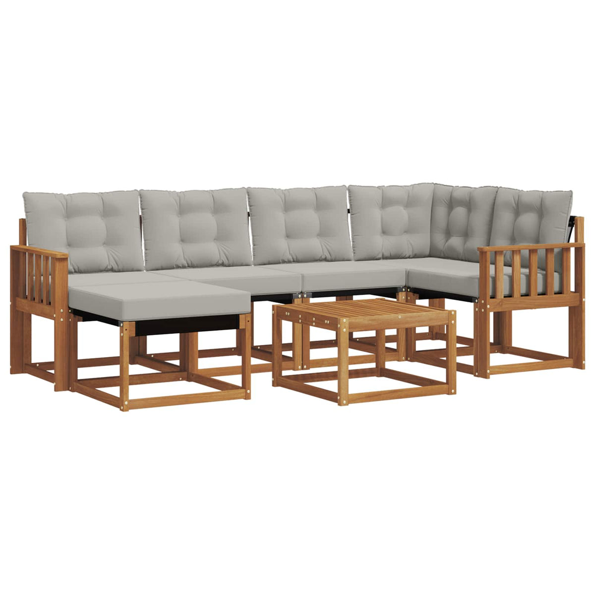 Set vanjskih sofa 7 kom. Prirodna i svijetlo siva