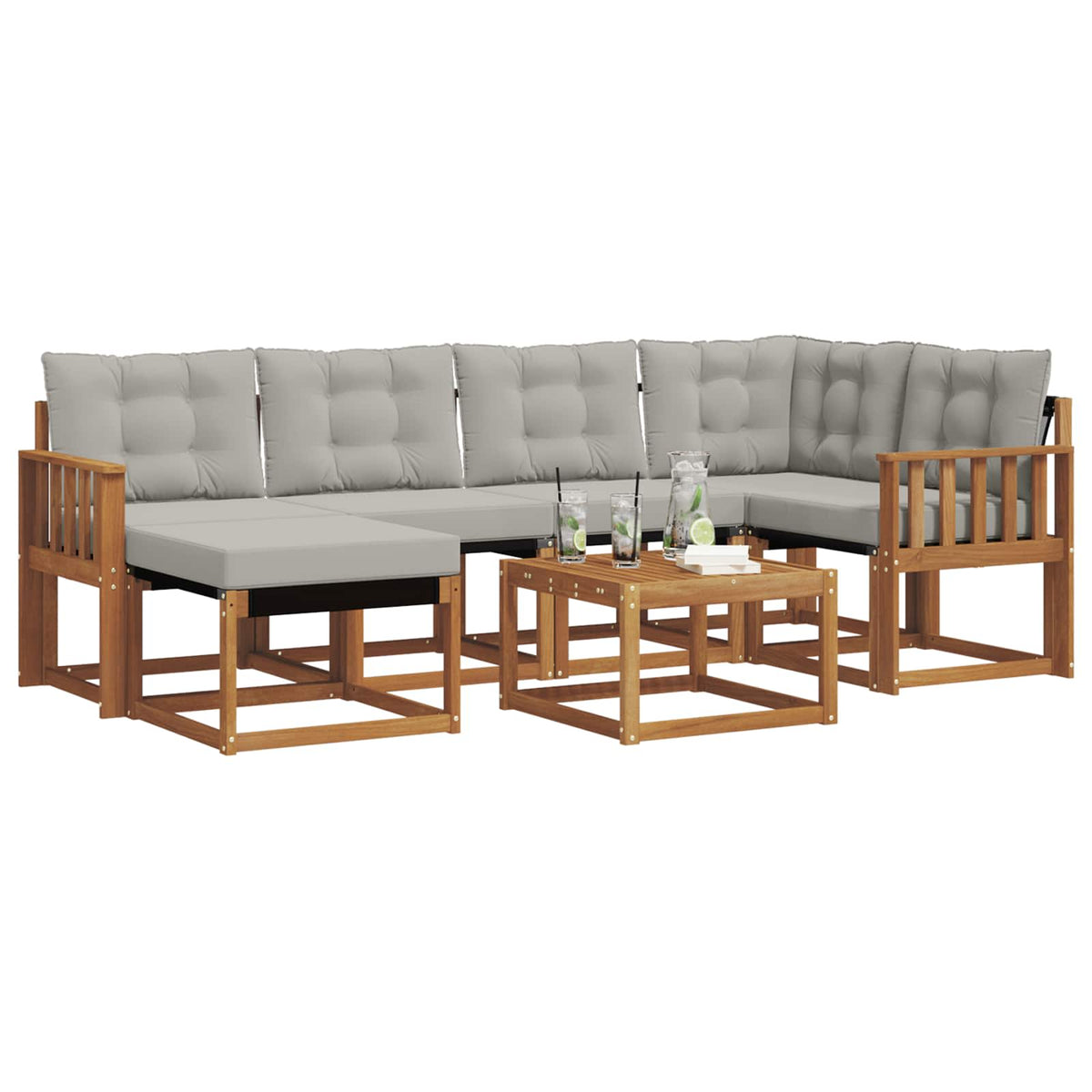 Set vanjskih sofa 7 kom. Prirodna i svijetlo siva