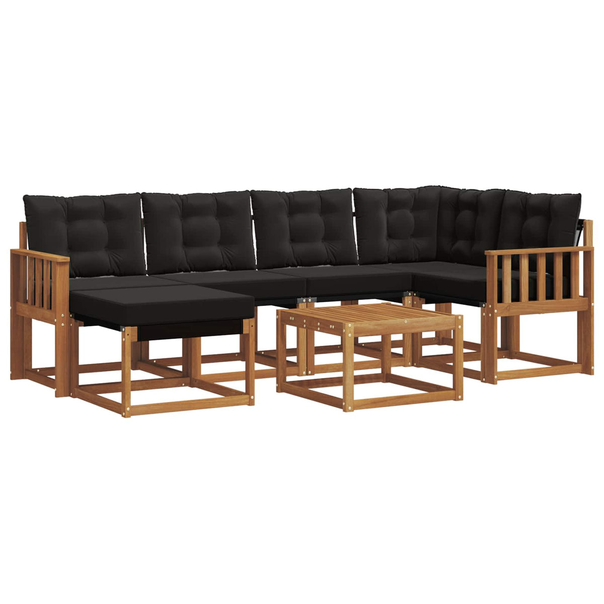 Set vanjskih sofa 7 kom. Prirodna i crna