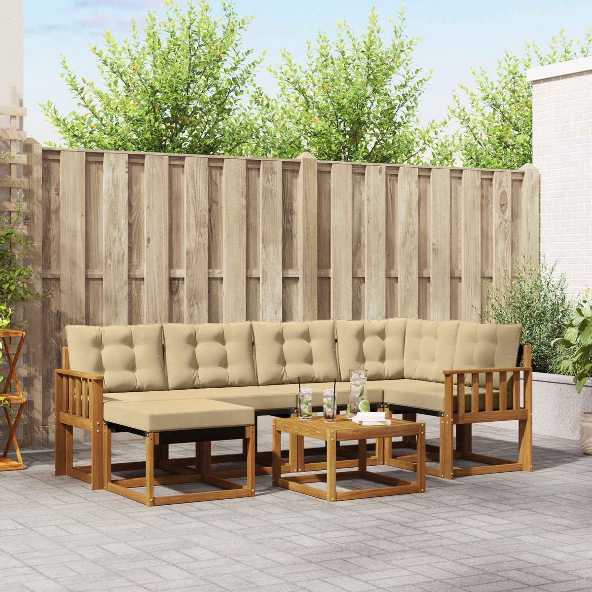 Set vanjskih sofa 7 kom. Prirodna i bež