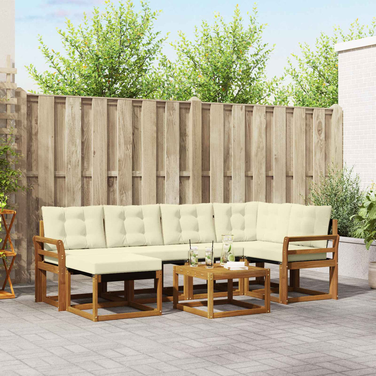 Set vanjskih sofa 7 kom. Prirodna i krem