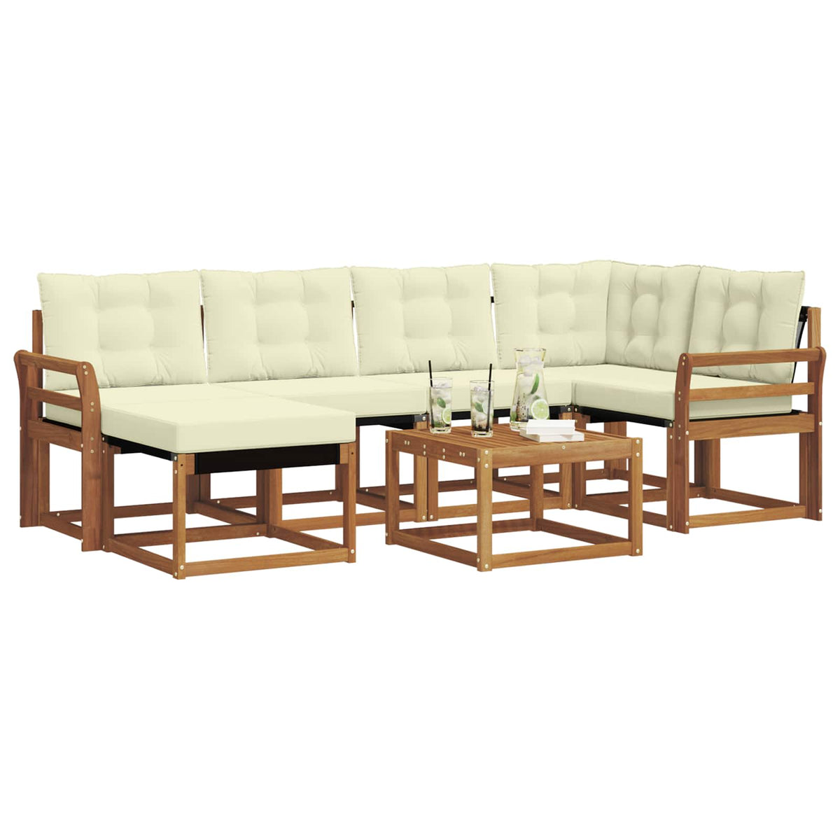 Set vanjskih sofa 7 kom. Prirodna i krem