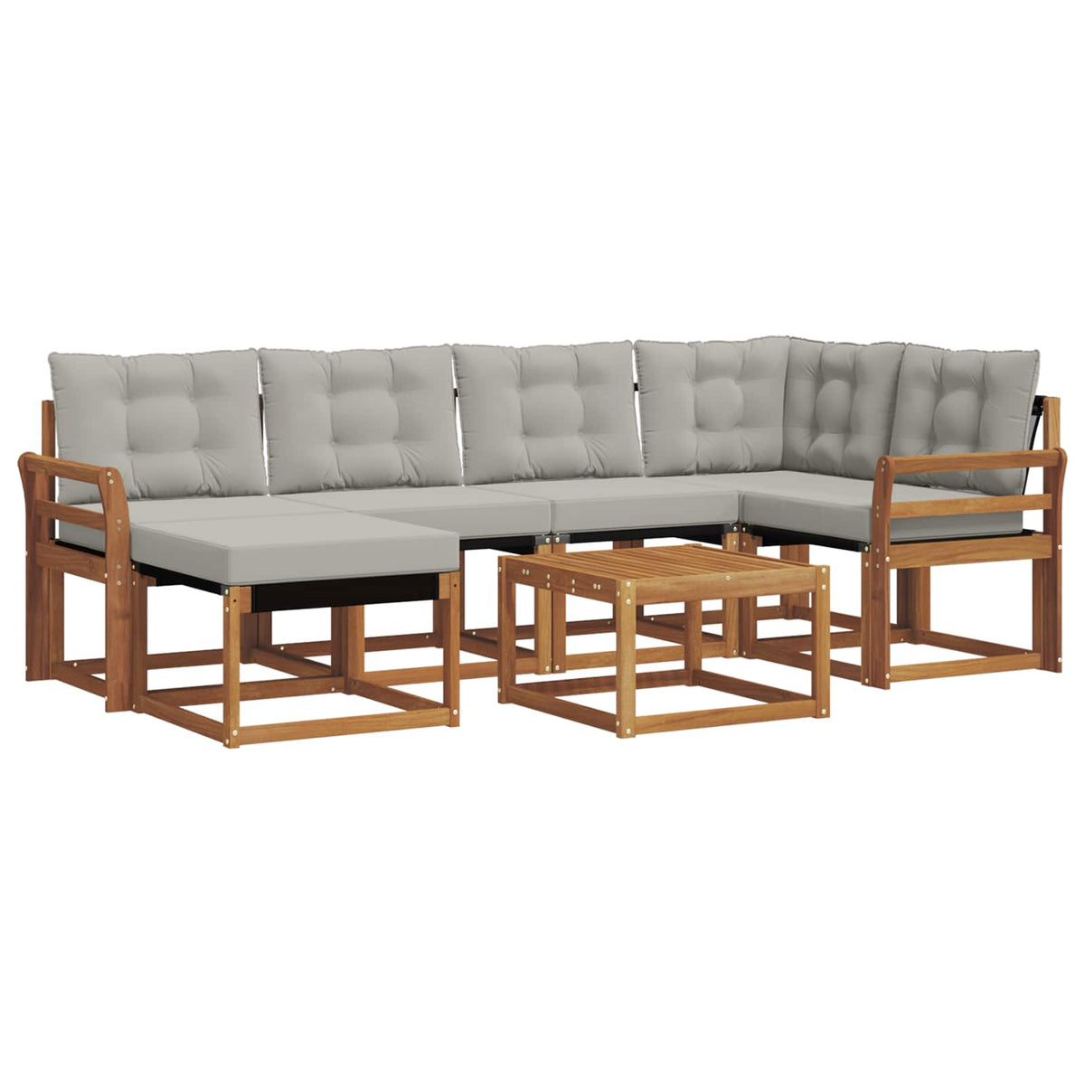Set vanjskih sofa 7 kom. Prirodna i svijetlo siva