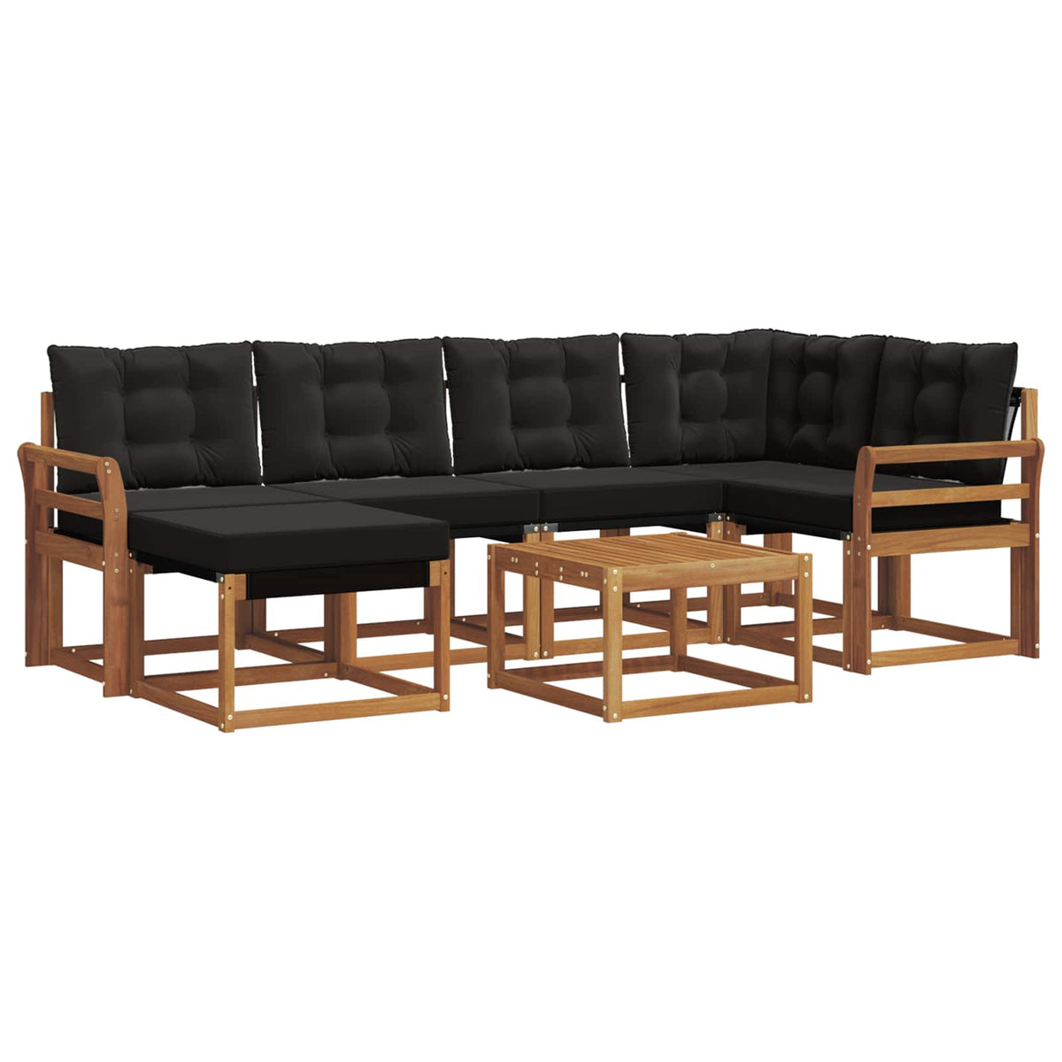 Set vanjskih sofa 7 kom. Prirodna i crna