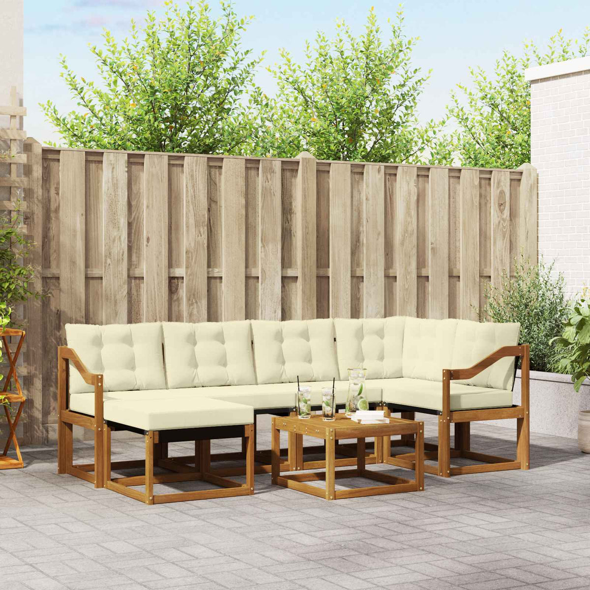 Set vanjskih sofa 7 kom. Prirodna i krem