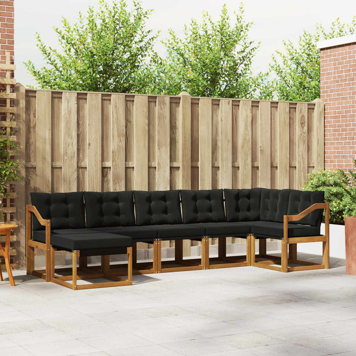 Set vanjskih sofa s jastukom 7 pcs Prirodna i crna