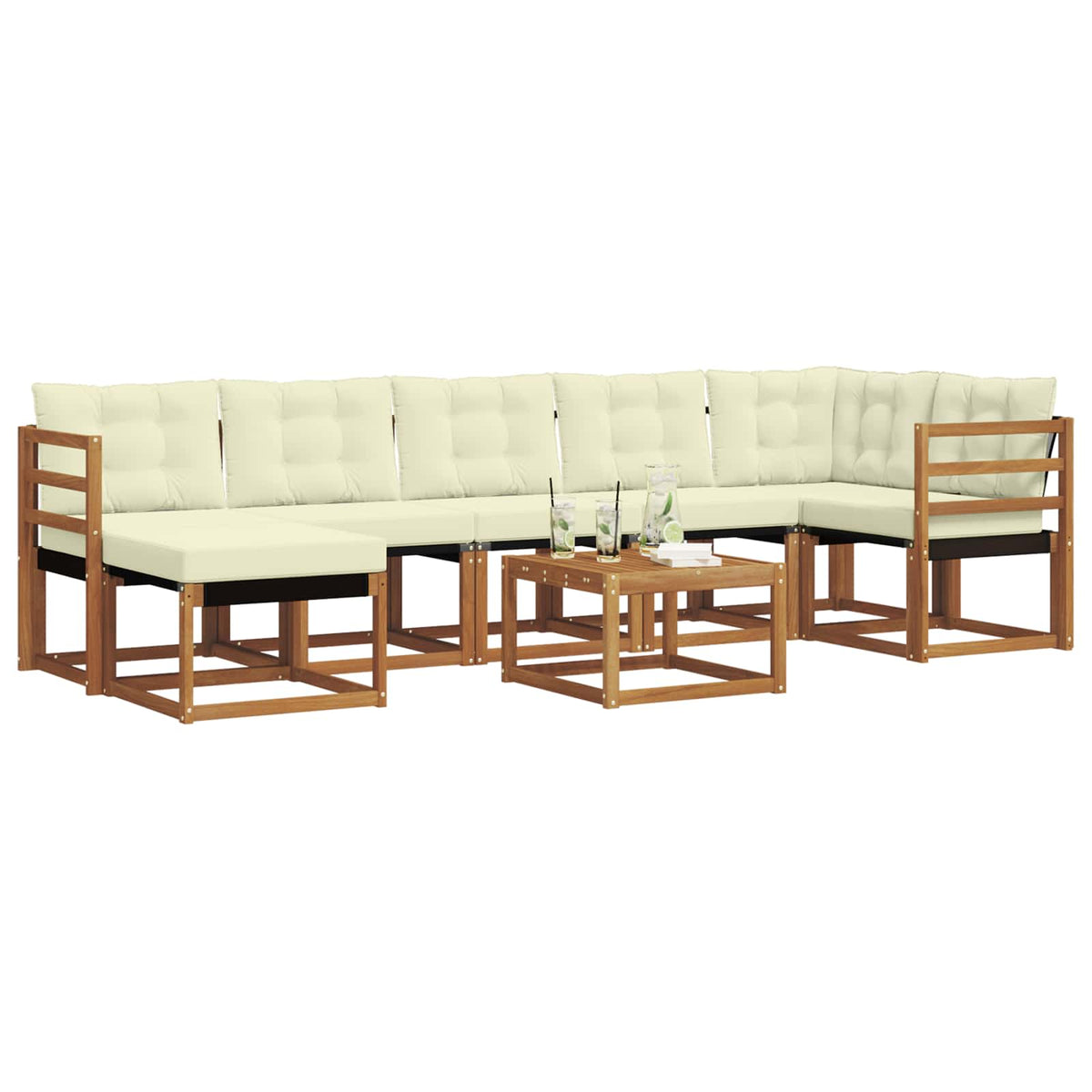 Set vanjskih sofa 8 kom. Prirodna i krem