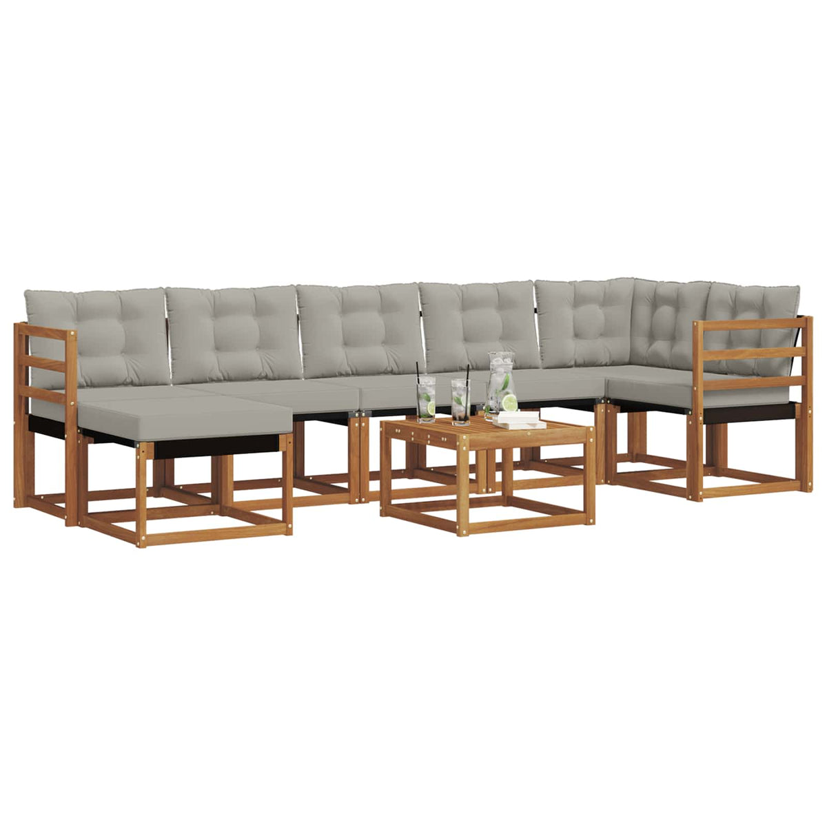 Set vanjskih sofa 8 kom. Prirodna i svijetlo siva