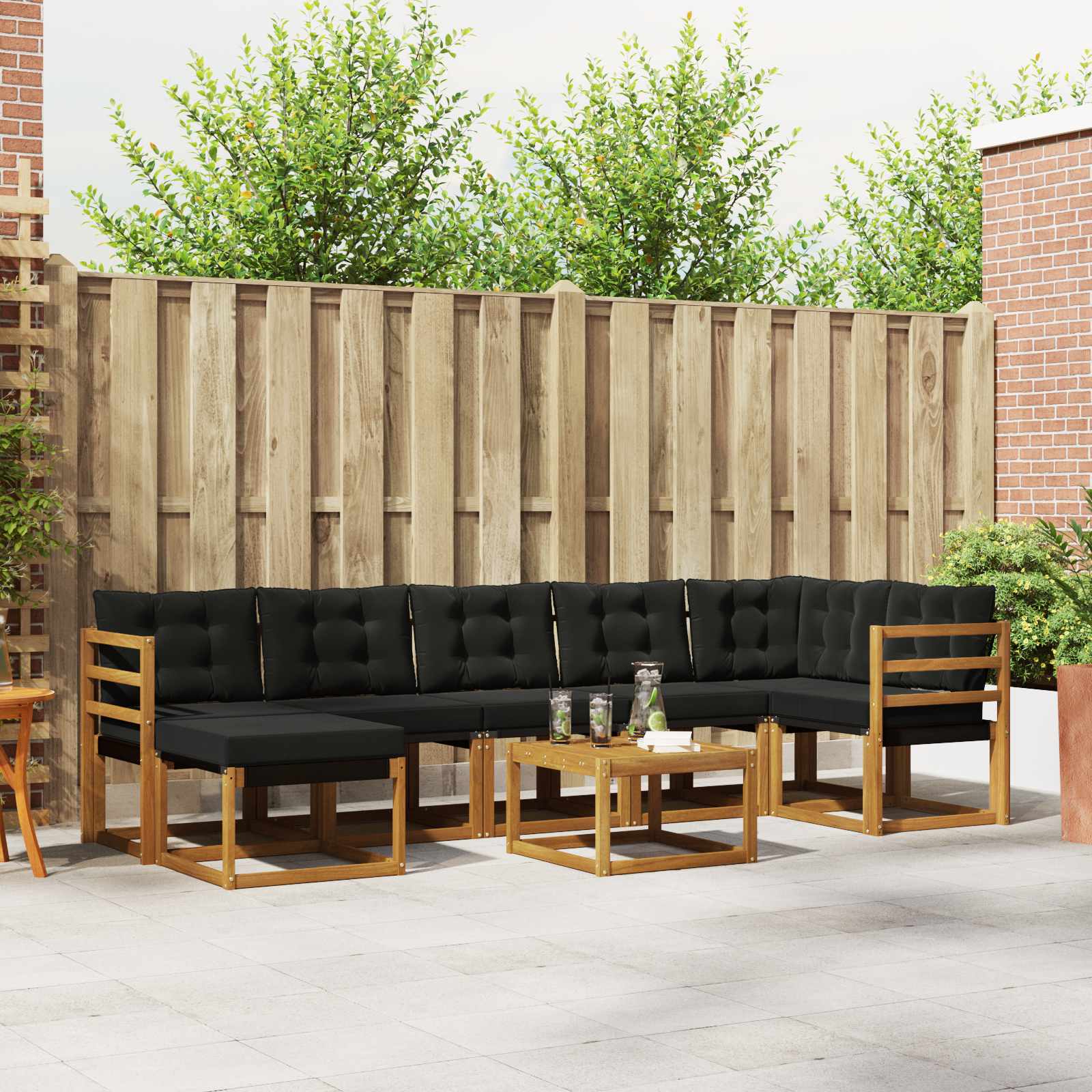Set vanjskih sofa s jastukom 8 pcs Prirodna i crna