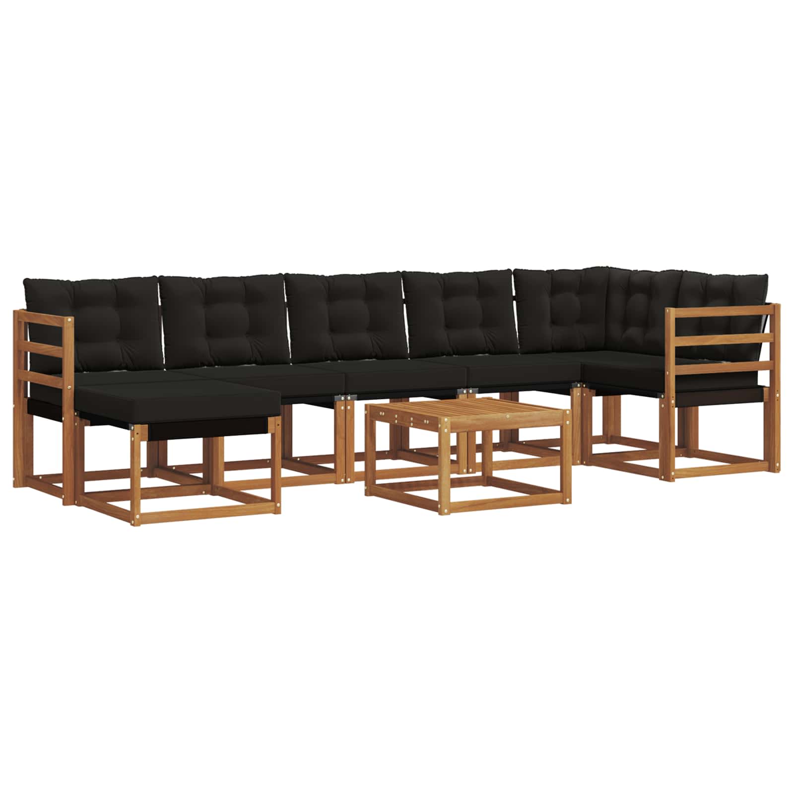 Set vanjskih sofa s jastukom 8 pcs Prirodna i crna