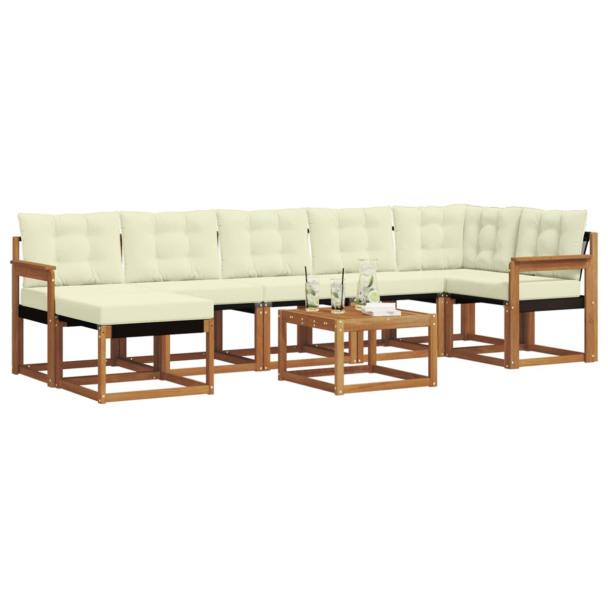Set vanjskih sofa 8 kom. Prirodna i krem