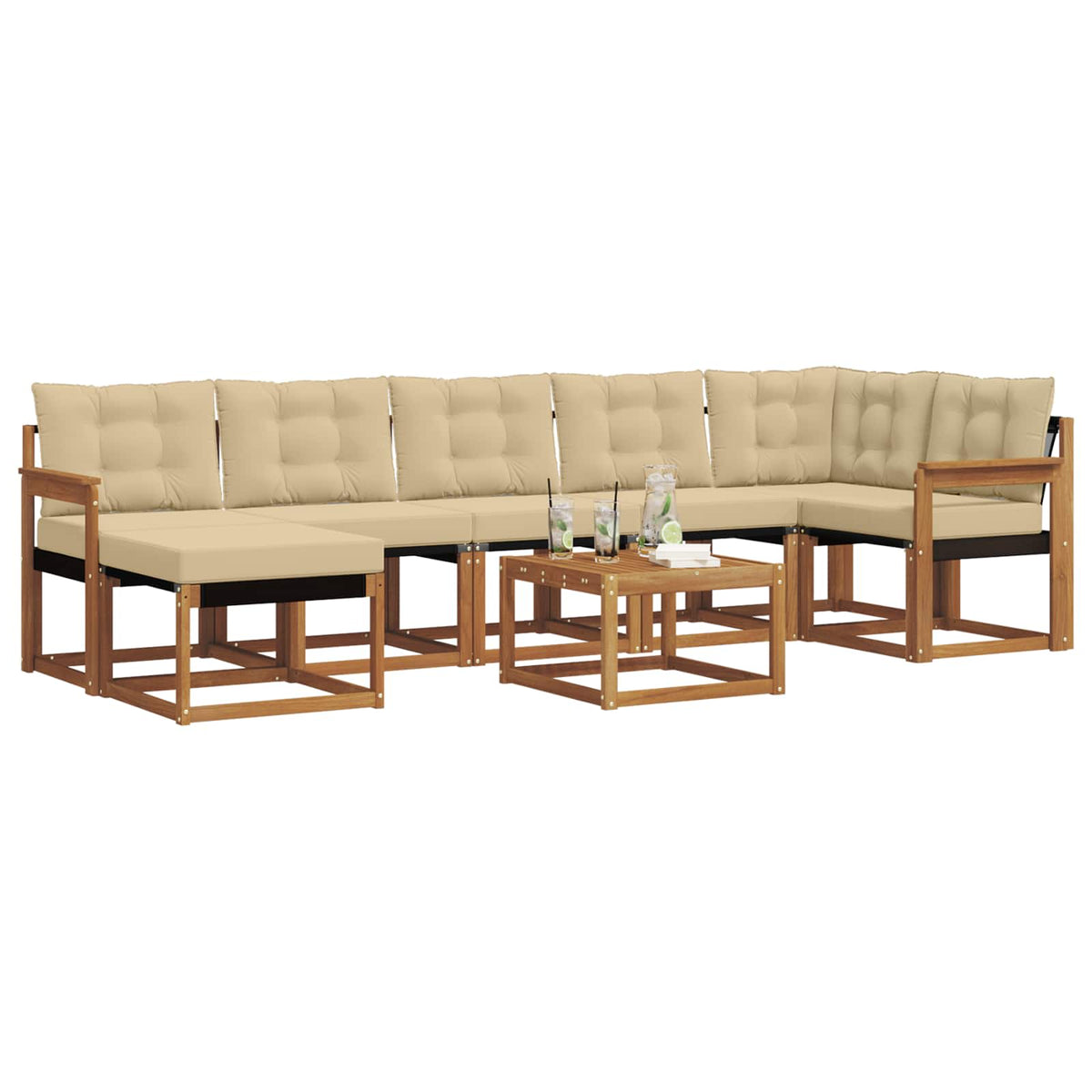 Set vanjskih sofa 8 kom. Prirodna i bež